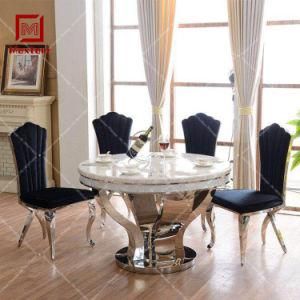Luxury Dining Set Furniture Stainless Steel Marble Dining Table Set 6 Chairs
