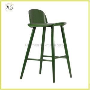 Solid Ash Wood Design Bar Stool with Back for Restaurant Furniture