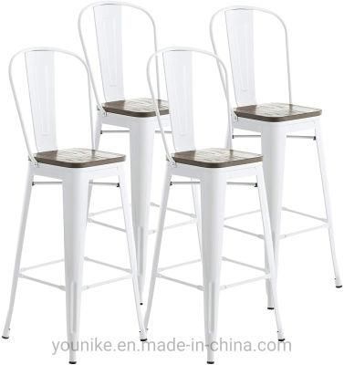 Younike Metal Bar Stools Removable Backrest 30&prime;&prime; Dining Counter Height Chairs with Wood Seat