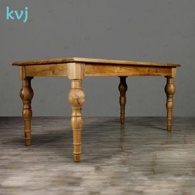 Kvj-7259-1 French America Style Antique Rectangle Wood Dining Table