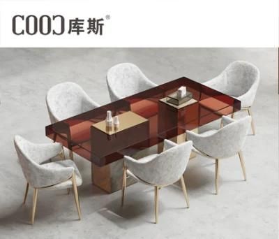 Cruise Hotel Acrylic Dining Table and Chair Set Reception Hall Rectangle Table Dining Round Dining Table Set
