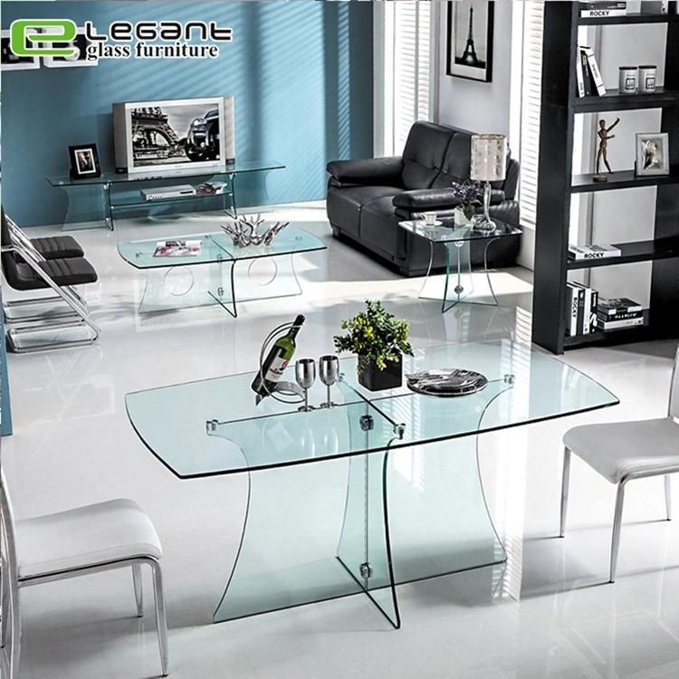 Customized Living Room Furniture Tempered Glass Dining Table