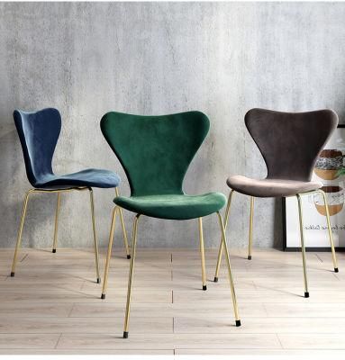 Colorful Fabric Dining Chair with Golden Legs Used in Banquet Hotel Coffee Shop