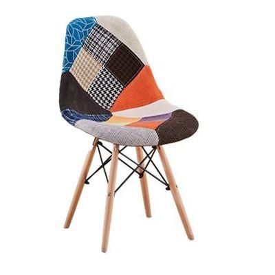 Cheap Price Modern Custom Fabric Cover Patchwork Chair Beech Legs Modern Dining Chair