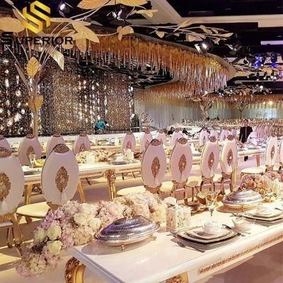 Modern Wedding Design Gold Metal Frame Dining Banquet Chair