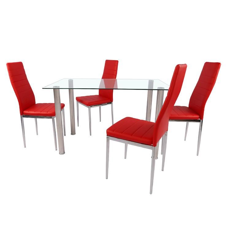 Dining Table Set Tempered Glass Dining Table Spraying Metal Leg Dining Room Furniture