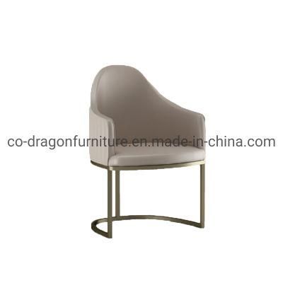 Modern Steel Leg Leather Dining Sofa Chair for Dining Furniture