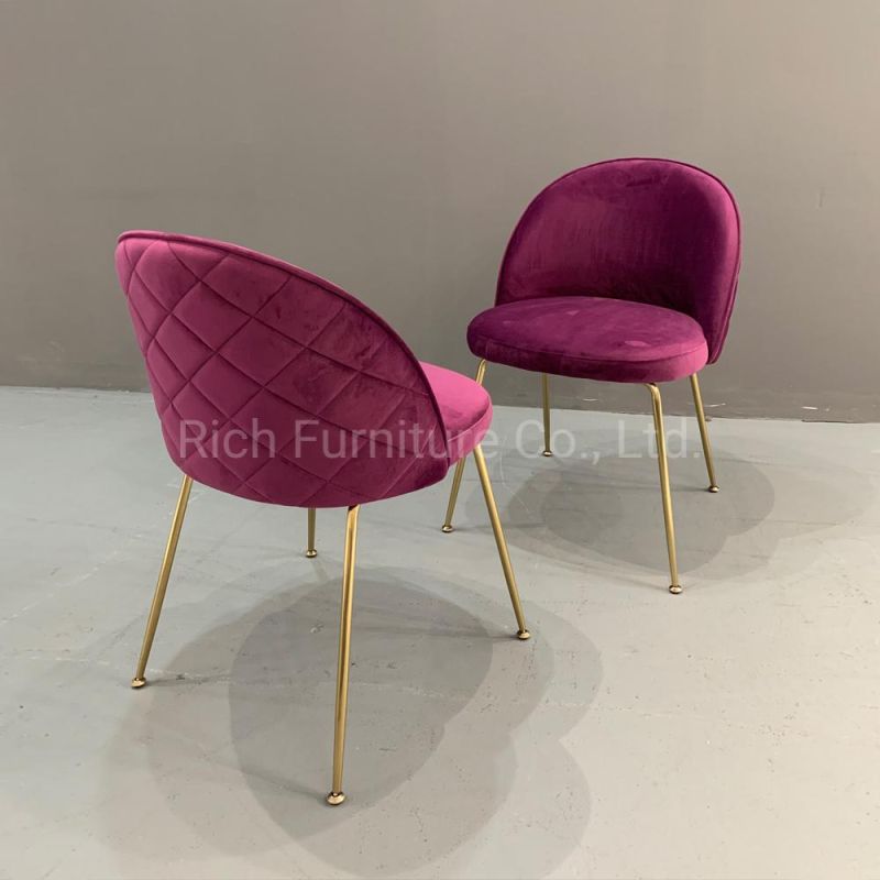 Restaurant Soft Upholstery Colorful Armchairs Metal Legs Dining Room Chair