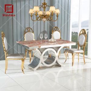 Luxury Stainless Steel Dining Table Set Marble Dining Room Table for Wedding Events