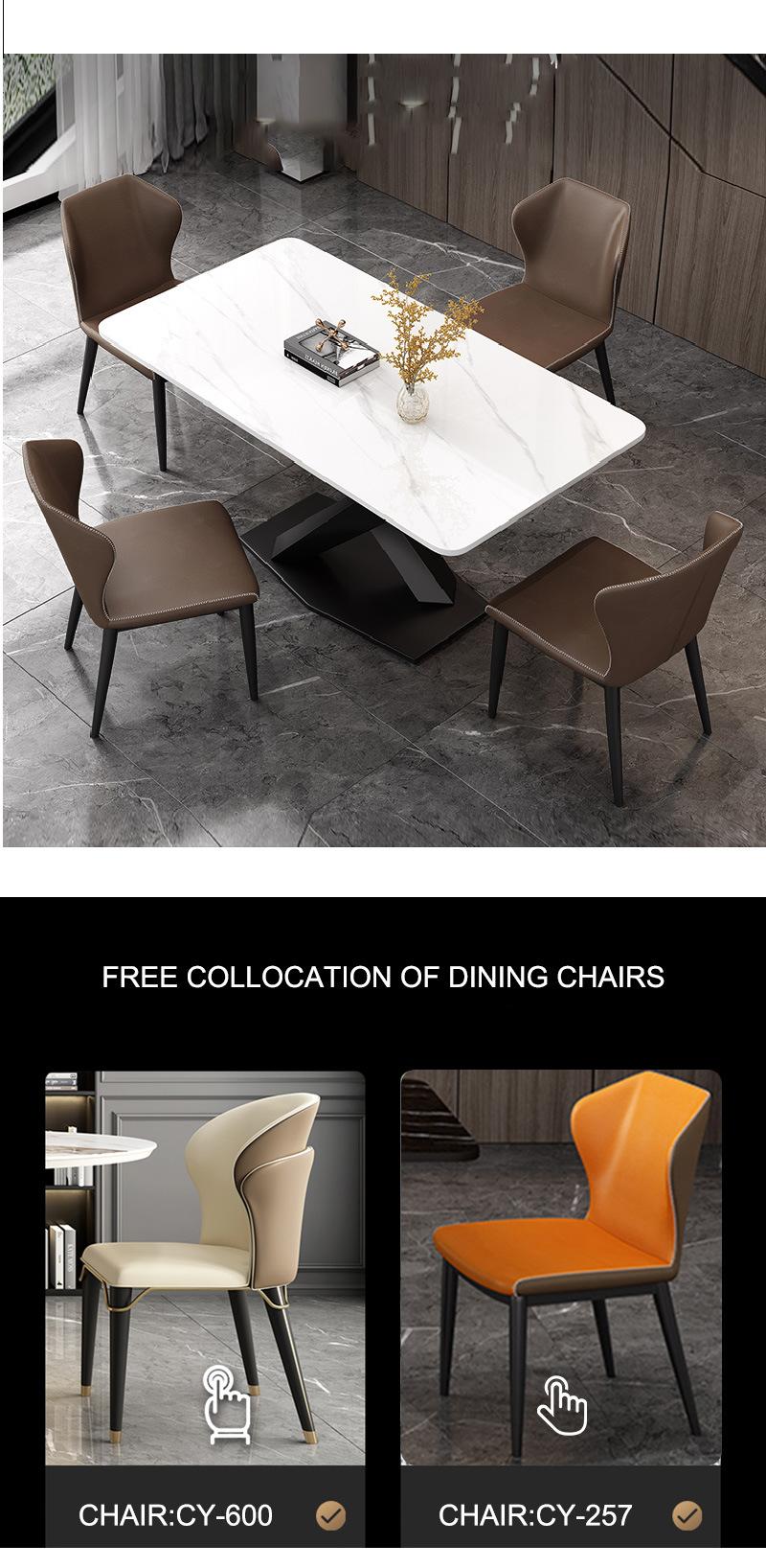 Industrial Modern Furniture Nordic X-Shape Metal Legs Square Marble Dining Table