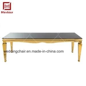 Hot Sell Gold Stainless Steel Frame Rectangle Dining Table