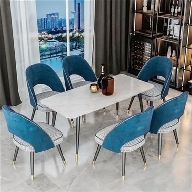 Hot Sale French Luxury Velvet Dining Chair with Metal Legs