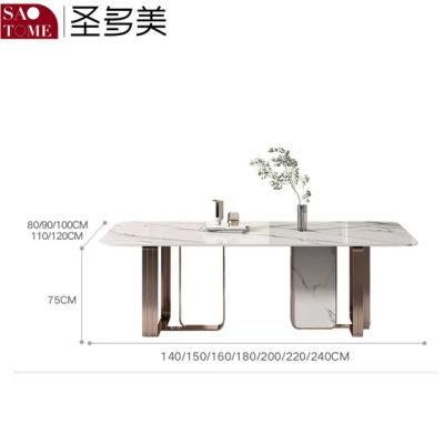 Modern Dining Room Furniture High-Grade Stainless Steel Titanium Dining Table