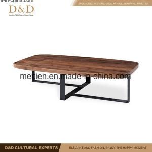 Home Use Walnut Wood, Wooden Tea Table with Steel Leg