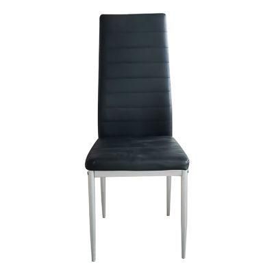 Wholesale Home Furniture Iron Tube Legs Chair Black PU Leather Dining Chair