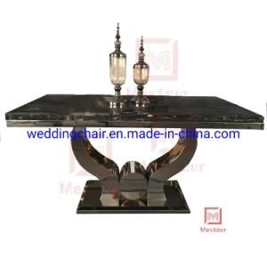 2019 Furniture Stainless Steel Dining Table with Men Made Marble Top
