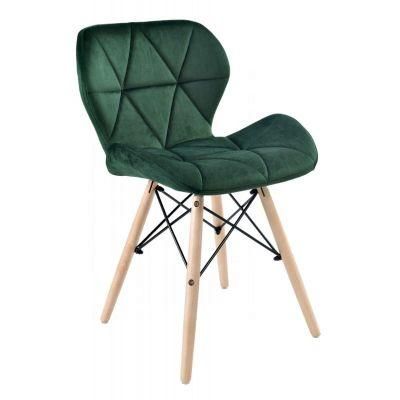Luxury Velvet Fabric Upholstered Chair Wooden Legs Dining Chair