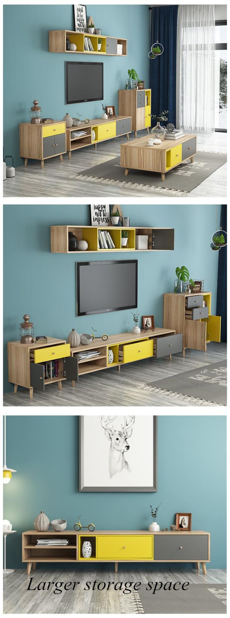 Wall Cabinet Combination Modern Design TV Stand for Living Room
