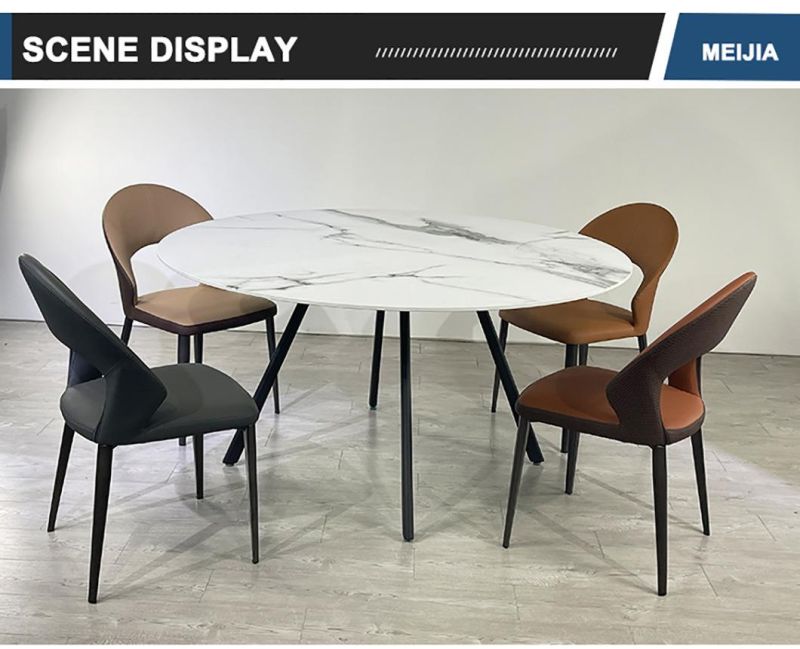 Free Sample Classic 4 Seater Modern 3D Marble Printing Top Dining Table Set