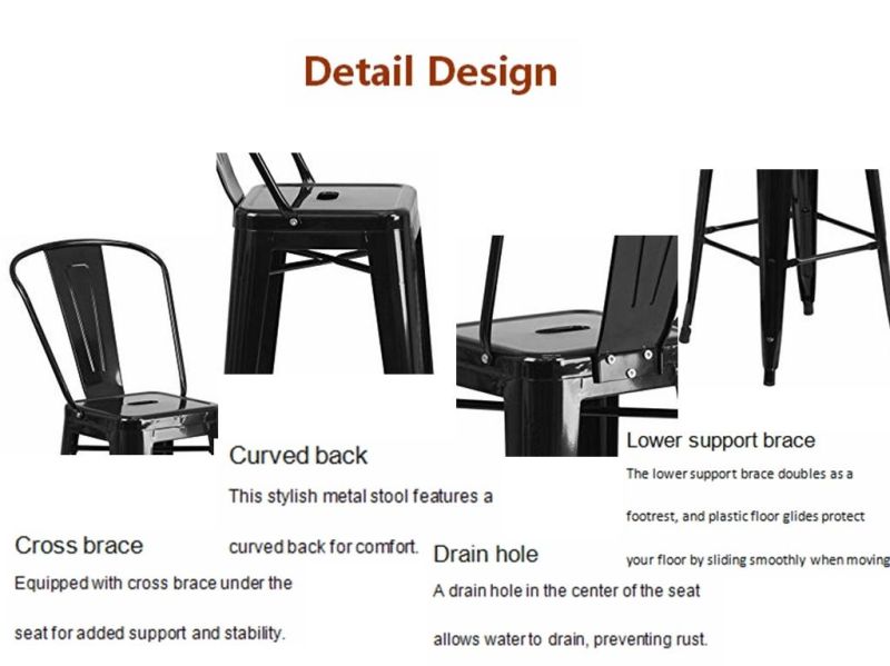 Younike Metal Bar Stools Removable Backrest 30′′ Dining Counter Height Chairs with Wood Seat