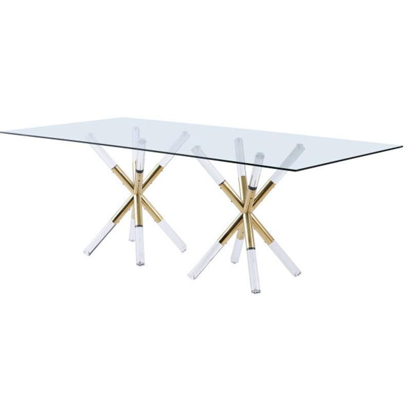 Hot Sales Other Glass Furniture Modern Stainless Steel Glass Dining Table