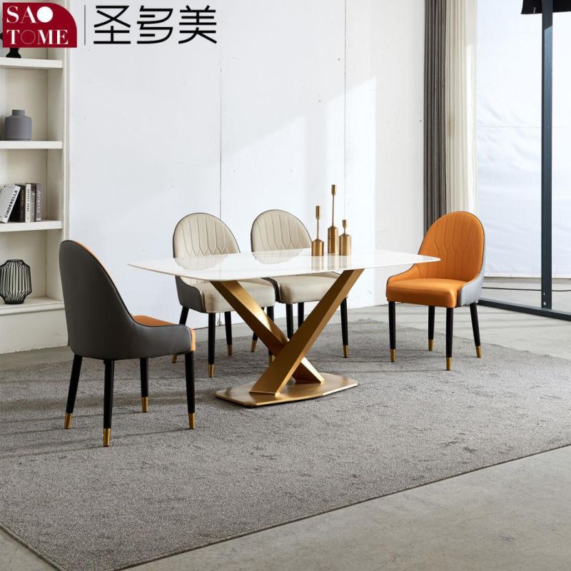 Modern Rock Board Furniture Cross Table Titanium Dining Table