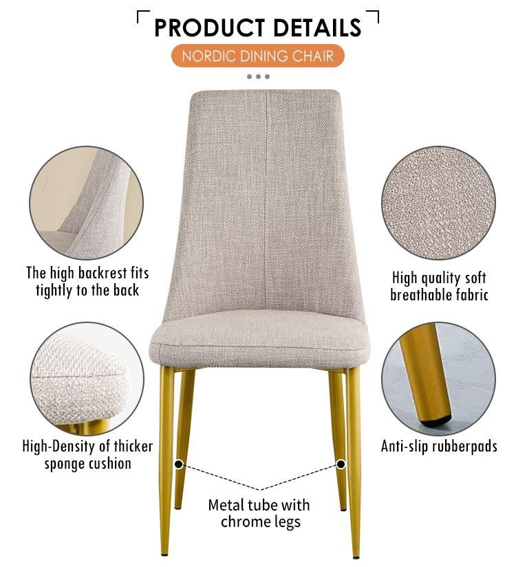 Multiple Color Modern Style Nordic Dining Rooms Sillas Metal Leg Upholstery Fabric Modern Velvet Chair