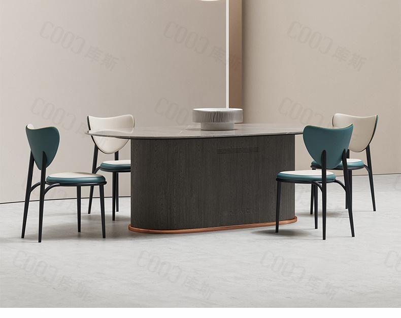 Project Tender Project Bidding Interior Luxury Modern Furniture Factory Marble Slate Dining Table with 6 Chairs