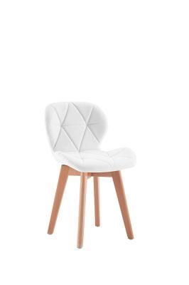 Hot Selling Orange Beech Wood Legs Fully PU Leather Waiting Dining Chair