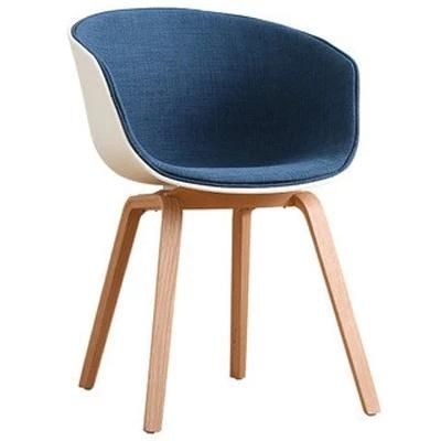 Nordic Leisure Plastic Fabric Modern Restaurant Dining Chair with Armrest Metal Leg