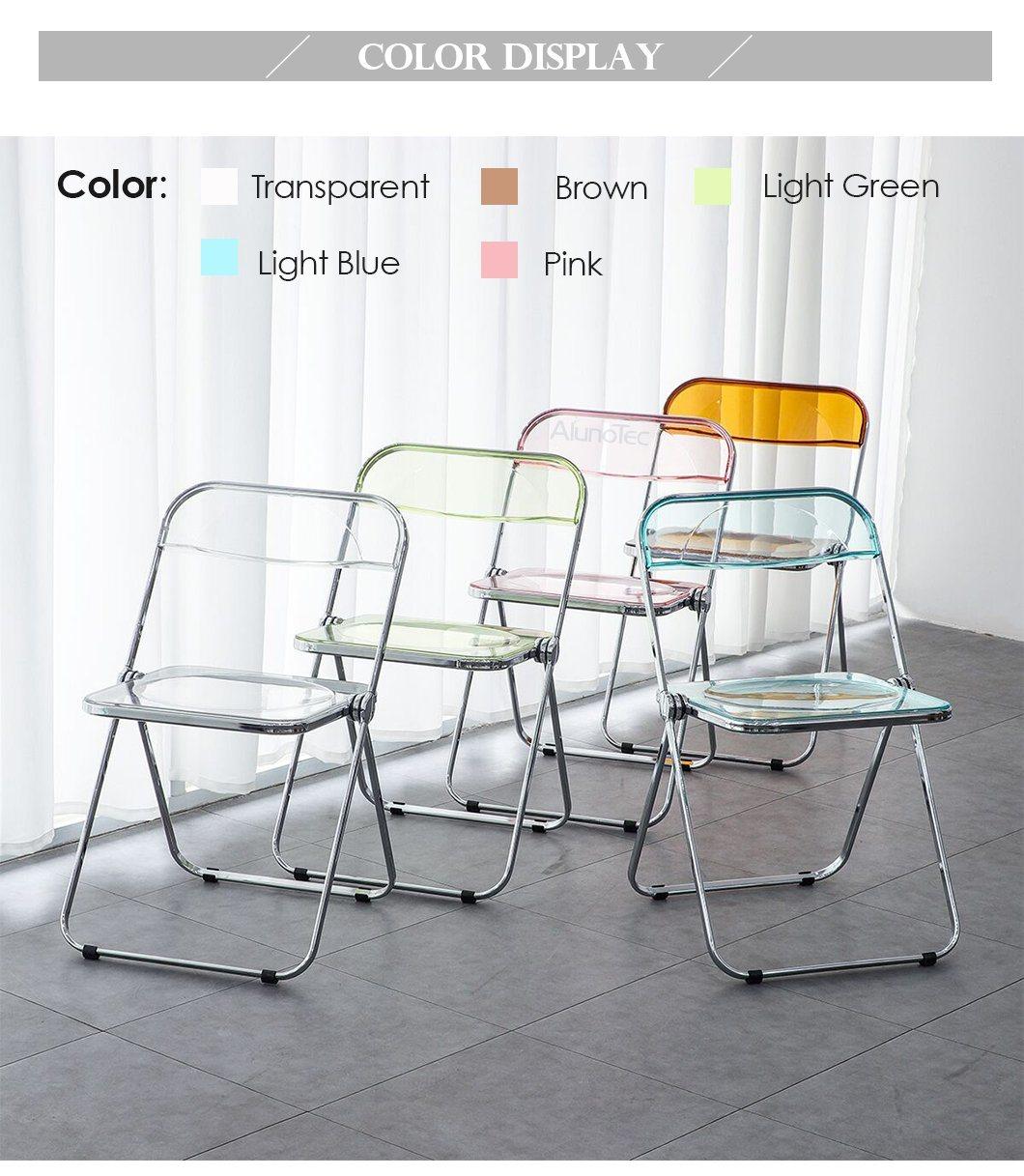 Italian Design Steel Frame Folding Chair with Plastic Seating