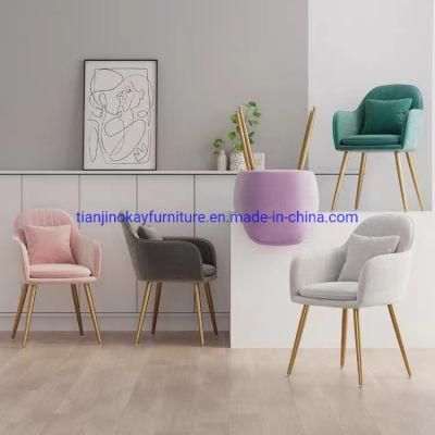 Okay Home Upholstered Dining Chair Light Luxury Nordic Design Dining Room Chair Velvet Metal Frame Home Furniture