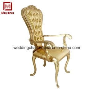 New Design Golden Stainless Steel Dining Chair with Armrest