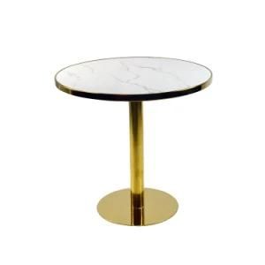 French Style Antique Design Natural Metal Leg Dining Table