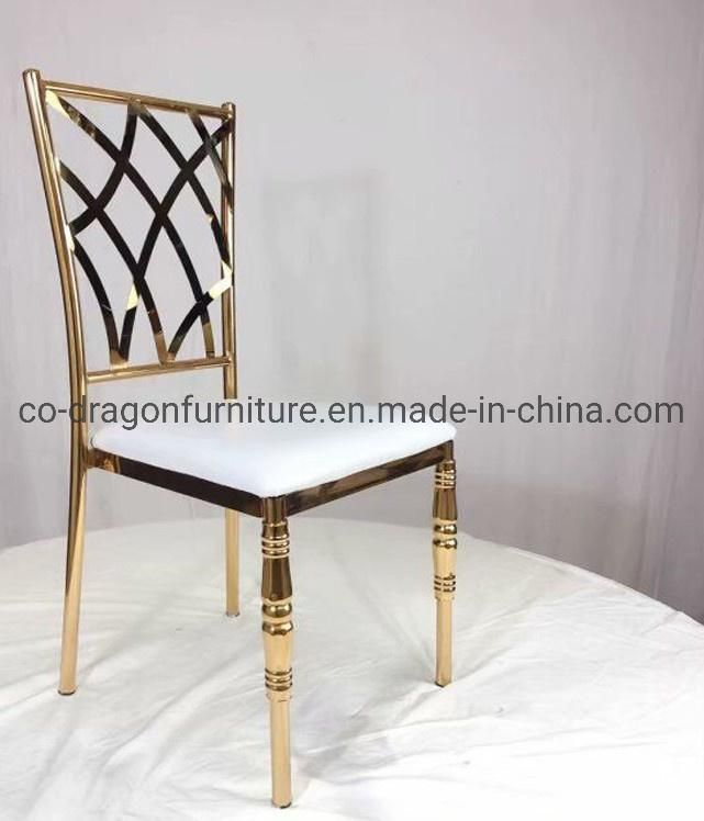 Modren Luxury Wedding Furniture Leather Dining Chair with Metal Legs