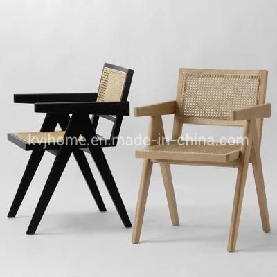 Kvj-6542 Solid Wood Rattan Dining Chair Pierre Jeanneret Chair