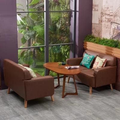 Retro Design Leather Sofa with 2 Seats for Western Restaurant Furniture Dining Chair for Cafe Bar Tea Shop