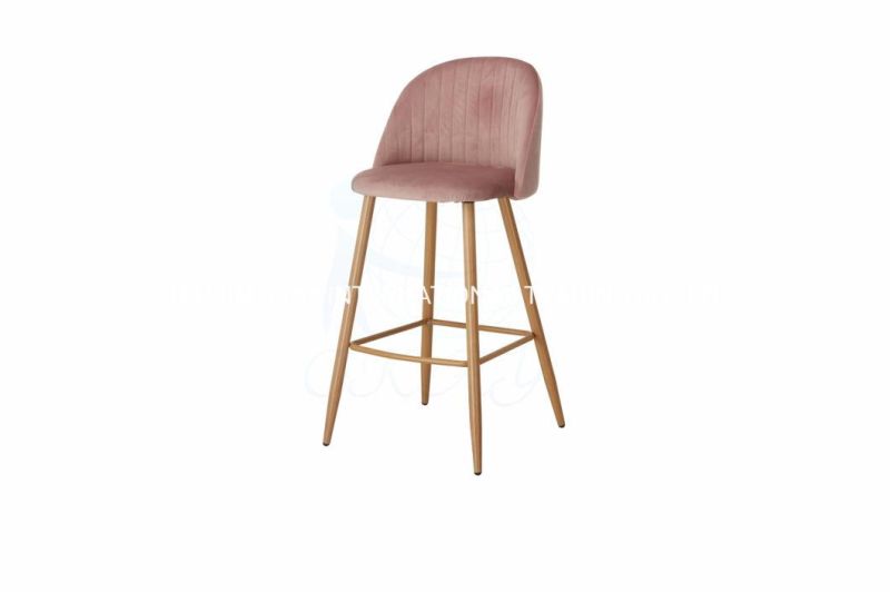 Modern High Quality Commercial Industrial Furniture Black Velvet Upholstered Metal Bar Stools Chairs