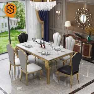Own Factory High Gloss Quartz Aritificial Stone Dining Table Set Modern