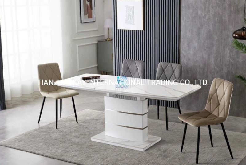 Big Size Round Dining Table Modern Dining Room Furniture White Finishing Solid Wood Luxury Design Round Dining Table