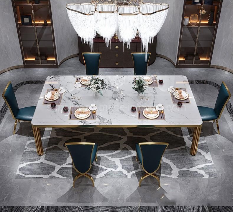 China Wholesale Unique Gold Metal Modern Style Dining Table