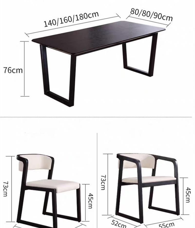 Wooden Dining Table Big Rectangular Teak Wood with Black Legs Dining Room Furniture Sets