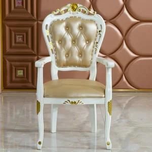 Royal Style White Color Dining Table and Chairs with Armrest (312A)