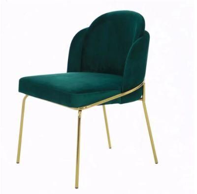 Fabric Velvet Surface Metal Chrome Leg Dining Chair Furniture