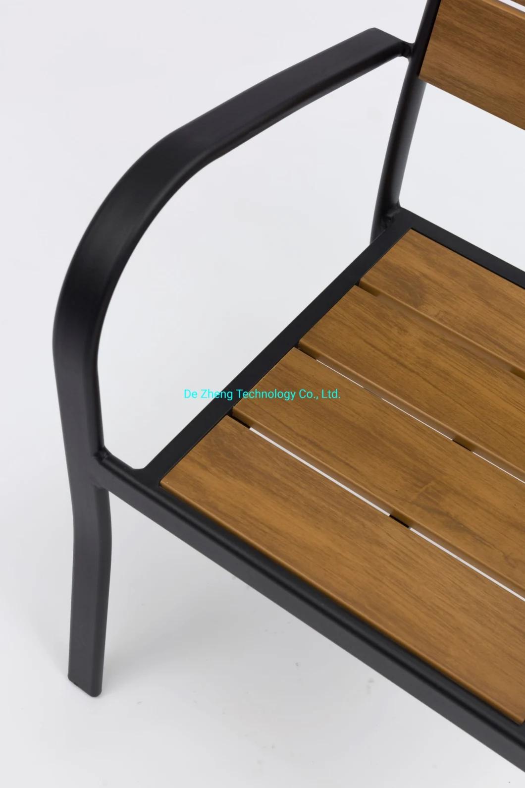 Outdoor Terrace Furniture Scratch Resistant Metal Rattan Wicker Bamboo Looking Cane Chair Antique Patio Bistro Restauran Armchair