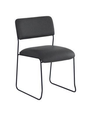 Dark Grey Fabric Seat and Back Dining Chair with Metal Frame for Commercial Coffee Shop Use