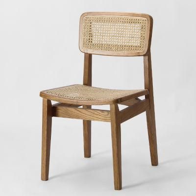 Kvj-6550 Walnut Oak Wood Rattan C Chair