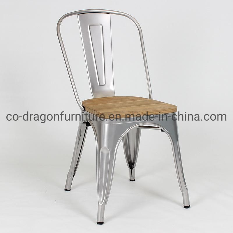 Colorful Cheap Restaurant Industrial Metal Coffee Chairs with Wood Set