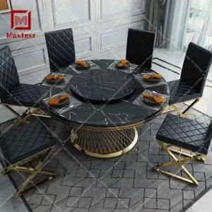 Round Stainless Steel Wedding Rotating Top Table Furniture Dining Room Table