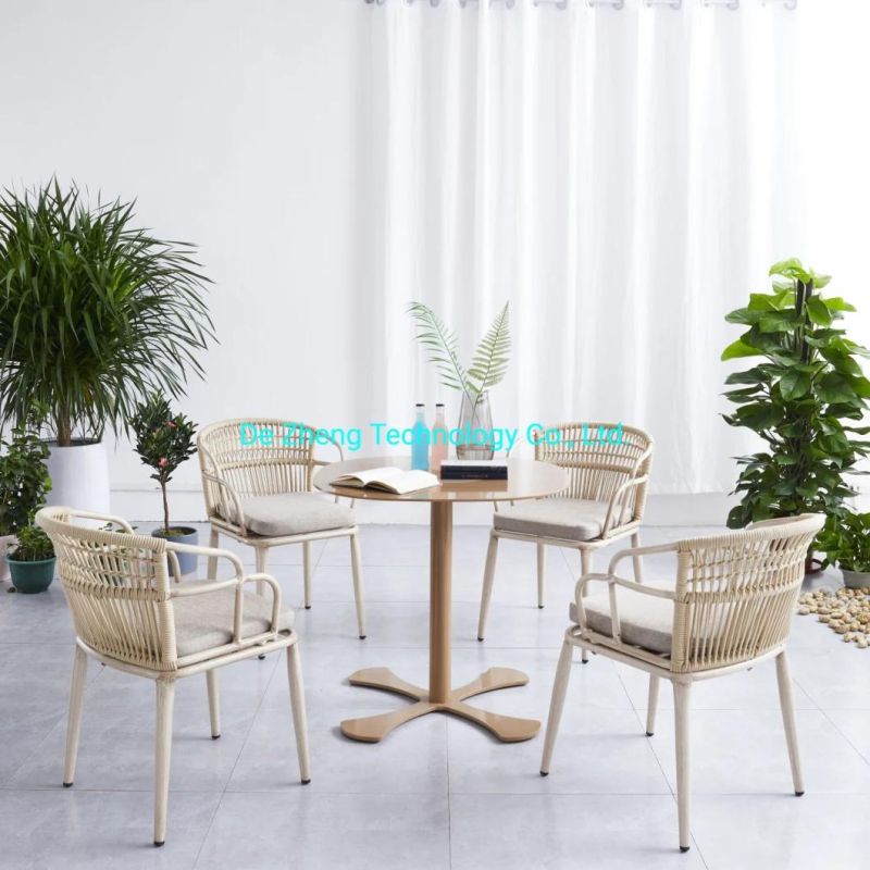 Contemporary Luxury Outdoor Coffee Furniture Woven Rope Basket Tiffany Dining Chair Set